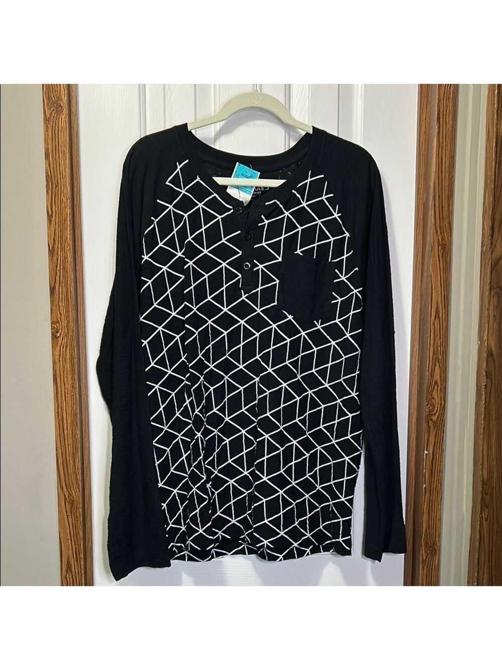 Rustic Souls Black and White Geometric Long Sleeve Tee